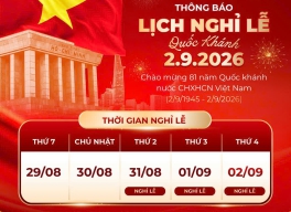 Thông báo nghỉ lể 2.9.2026