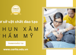 Hé lộ cơ sở vật chất đào tạo phun xăm thẩm mỹ chuẩn salon tại Carita Academy