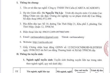 TUYỂN SINH CARITA ACADEMY