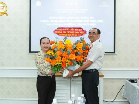 CARITA ACADEMY VINH DỰ ĐÓN TIẾP ĐOÀN UBND PHƯỜNG TÂN THỚI HIỆP ĐẾN THĂM VÀ CHÚC MỪNG NGÀY DOANH NHÂN VIỆT NAM 13/10
