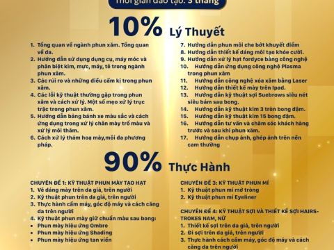 CÁC CHƯƠNG TRÌNH ĐÀO TẠO KHÓA PHUN, XĂM, THÊU THẨM MỸ CƠ BẢN  - NÂNG CAO - CƠ BẢN, NÂNG CAO