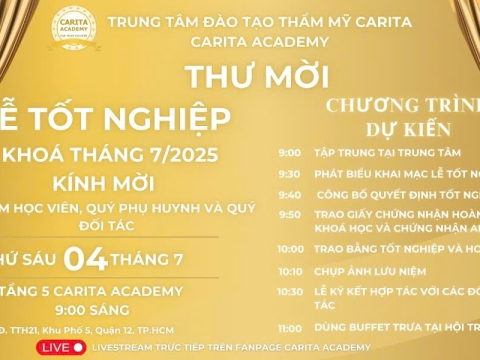 THÔNG BÁO LỄ TỐT NGHIỆP - CARITA ACADEMY