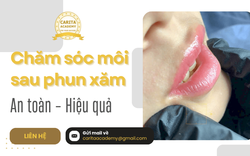 chăm sóc môi sau phun xăm