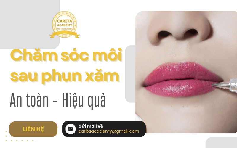 chăm sóc môi sau phun xăm