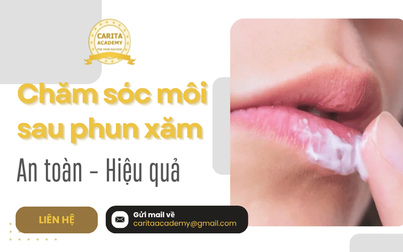 chăm sóc môi sau phun xăm